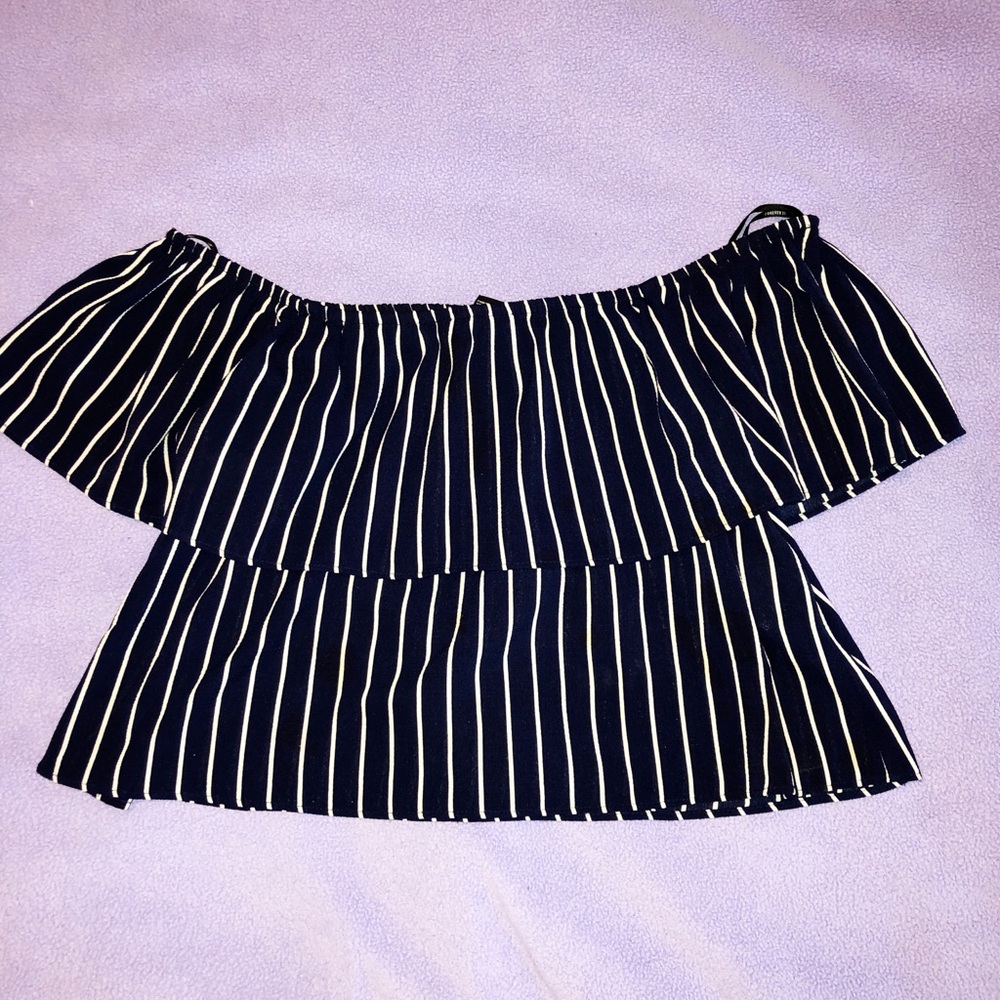 Striped Off The Shoulder Crop Top